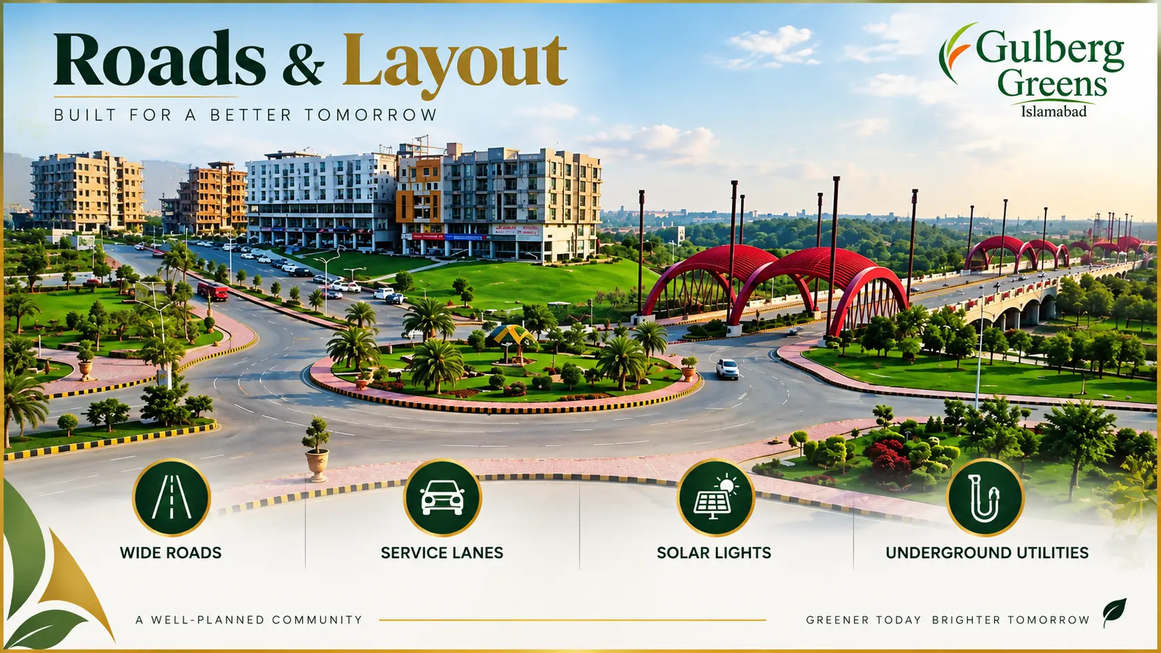 Roads and layout of Gulberg Greens