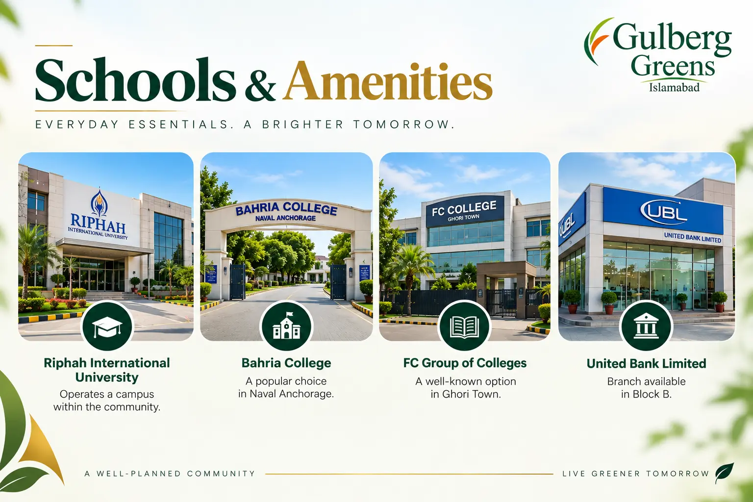 Schools and amenities near Gulberg Greens